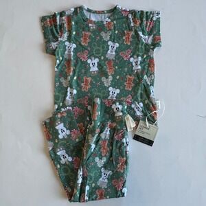 Christmas Mickey Mouse Bamboo Lounge Set 18-24M Short Sleeve Joggers Holiday NEW